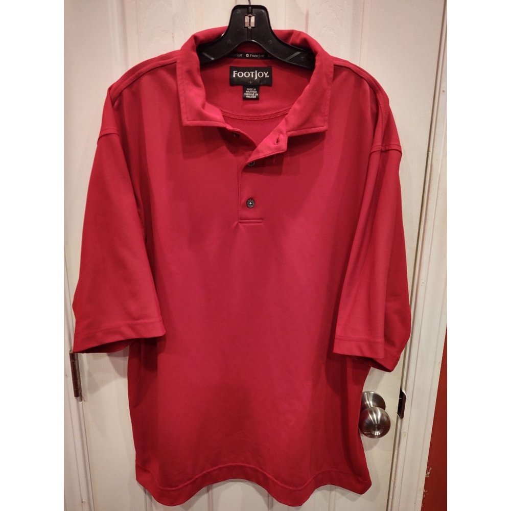 VTG FootJoy Mens Polo Shirt L Red Short Sleeve Pique Golf Athletic Outdoors FJ
